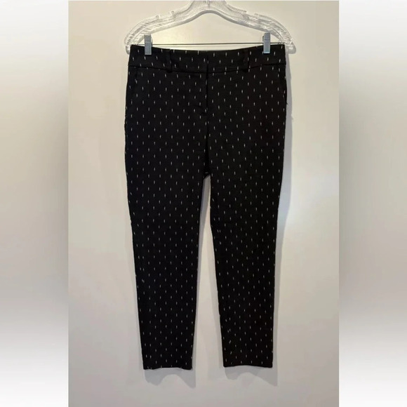 Ann Taylor Loft Julie‎ Skinny Pants Charcoal Gray Geometric Print Size 4P (506) - Picture 1 of 6